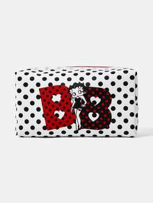 Betty Boop x SHEIN Ví cầm tay ren chấm bi trắng có chữ cái. - trắng - Xem 2
