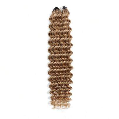 Boho Braids Tóc giả móc sợi Miracle Knots làm từ 100% tóc thật Remy, kiểu Feather Line, mềm mượt như lụa, không đường nối, màu trơn 27# vàng mật ong, thích hợp cho tóc mỏng, dành cho nữ, kiểu tóc uốn lượn sâu, tóc nối nguyên chất.