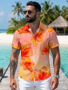 VIVINTIMO Áo sơ mi nam in họa tiết hoa, thích hợp cho những chuyến đi nghỉ dưỡng trên đảo, du lịch Hawaii, những buổi gặp gỡ bạn bè, một món quà ý nghĩa dành cho bạn trai. - Nhiều màu - Xem 5