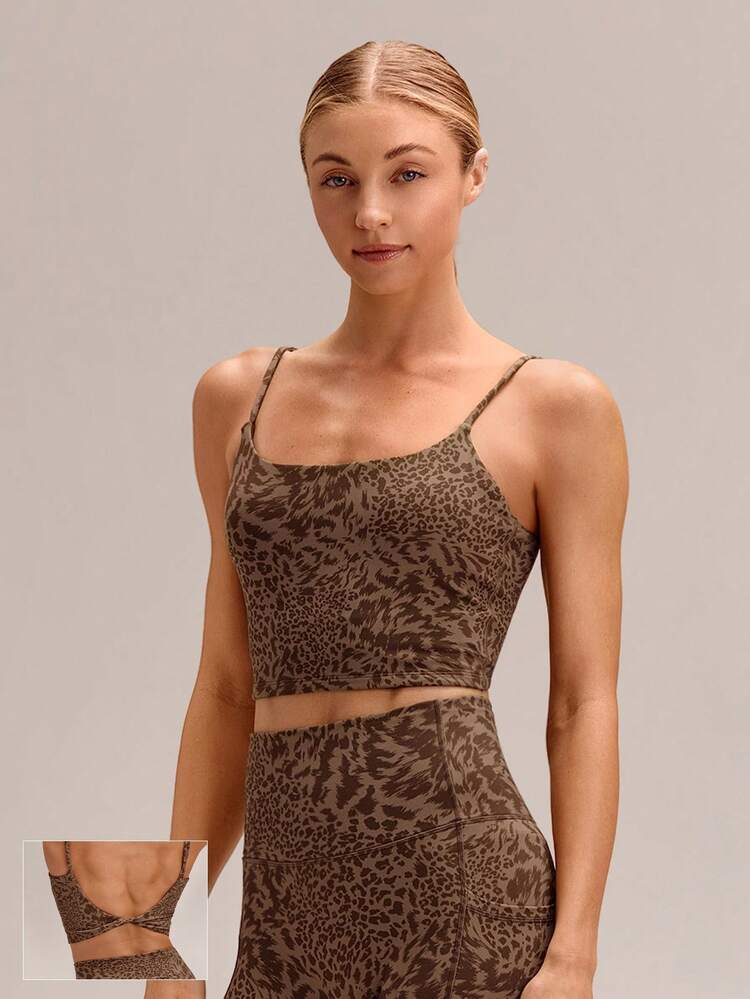 FeatherFit™ Top sin espalda con nudo, de apoyo ligero y bajo impacto, ideal para yoga y uso diario en primavera y verano