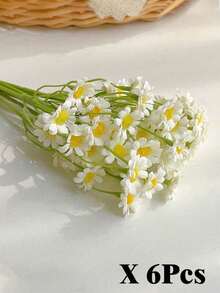 6-24PCS High End Luxury Ins Style Chamomile Daisy Artificial Flower Bouquet Home Photography Decoration For Dining Table Living Room Valentine Day Gift Birthday Graduation Fall Decor Autumn Wedding Party Centerpiece Vase Filler - Random Color Chamomile - View 14