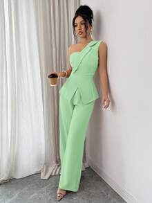 Elenzga Áo tank top không tay dáng chữ A rộng rãi, cổ cao, bèo nhún, chất liệu satin mềm mại như lụa, kiểu dáng thanh lịch, lãng mạn cổ điển Pháp, phù hợp cho công sở, đi làm, đi biển, nghỉ mát, tối giản và đa năng, bộ sưu tập Xuân/Hè mới. - Màu xanh Bạc hà - Xem 4
