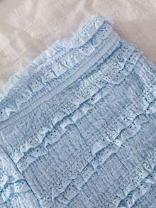 SHEIN Sparklyn 2件套少女沙滩度假风针织拼接布料编织星星装饰套装，适合外出、度假、旅行 - 藍色 - 查看 3