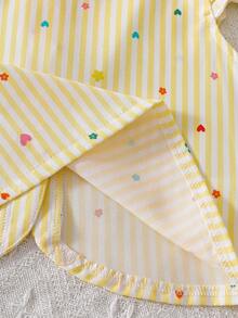 Elladie kids Young Girl (Small) Textured Fabric Short Sleeve Button Back T-Shirt & Casual Pants Set - Yellow - View 5