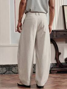 SWAVVY Pantalones casuales de hombre con rayas y corte entallado - Gris Claro - Ver 5