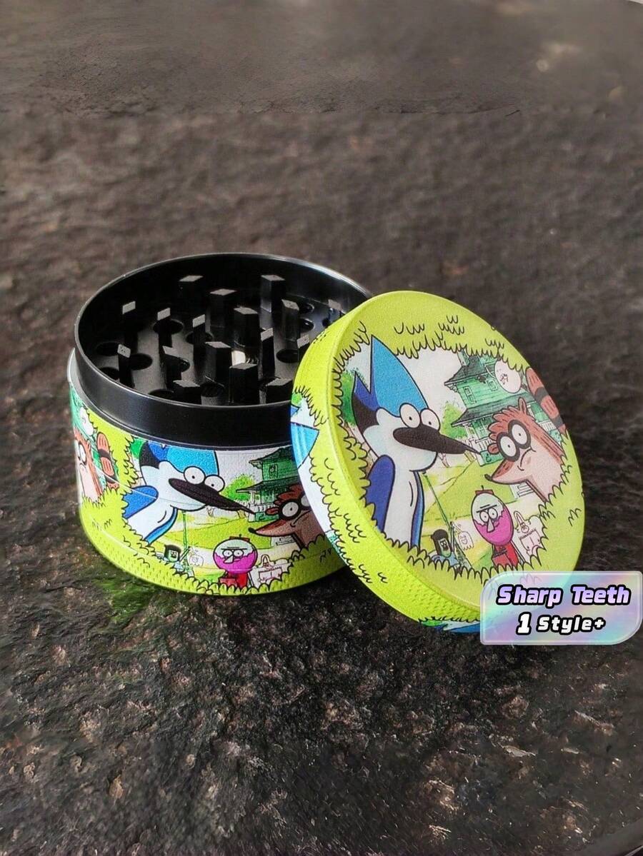 Penggiling Herbal Manual 4 Lapis Paduan Seng Tahan Lama, Penggiling Logam Bergigi Tajam Desain Kartun dengan Tutup Magnet yang Kuat, Perlengkapan Penggulung Aksesori Perokok Premium, Hadiah Portabel Ringkas untuk Orang Dewasa, Liburan, Ulang Tahun - Hijau - View 1