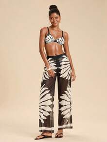 Travachic Bộ bikini hai dây in họa tiết toàn thân dành cho nữ, kèm quần cạp chun. - Nhiều màu - Xem 4