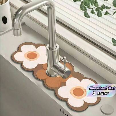 1PC 38x13cm Thảm rửa chén khô nhanh không thấm nước, chống trượt, chống nấm mốc, miếng đệm mềm cho mặt bàn bếp, phòng tắm, dễ vệ sinh, thảm thấm hút, thích hợp cho bồn rửa, phòng tắm, trang trí nhà cửa