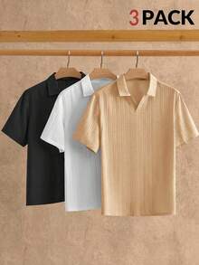 Manfinity VCAY Bộ 3 áo polo nam tay ngắn chất liệu lụa tối giản, thích hợp cho mùa hè. - Nhiều màu - Xem 8