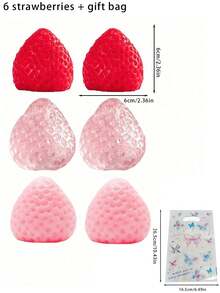 3/6 süße Erdbeere Quetschspielzeuge mit Geschenktüte, Kawaii klebrige Stresslinderungsspielzeuge, Geschenk zur Angstlinderung für Erwachsene, neuartige Stresslinderungsspielzeuge für Büro, Schreibtischdekoration, Quetschspielzeuge, Obstspielzeuge, Quetschspielzeuge, weiche Spaßspielzeuge, Stresslinderungsspielzeuge, Anti-Stress-Spielzeuge, Stresslinderungsspielzeuge, Taba weiche Spaßspielzeuge, sensorische Spielzeuge, Geburtstagsgeschenke, Partyfavors - Verschiedenfarbig - Übersicht 4
