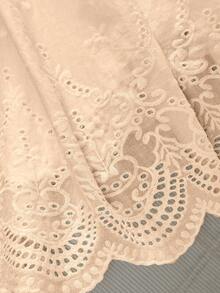 Modelyn Elastic Waist Eyelet Embroidery Skirt For Women, Spring/Summer - Orange - View 3