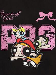 THE POWERPUFF GIRLS X SHEIN 女士字母和卡通人物印花修身吊带背心 - 白色 - 查看 4