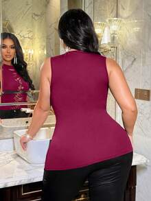 Women's Sexy Casual Hollow Out Ripped Design Plus Size Vest, Casual Wear, Daily Wear - Hot Pink - View 6