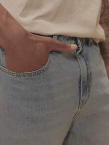 Straight Leg Washed Button Fastening Denim Trouser Jeans Spring Summer Essentials Holiday - Blue - View 5