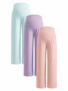 Modmama Pantalones anchos de maternidad de unicolor con cintura ajustable - Multicolor - Ver 15