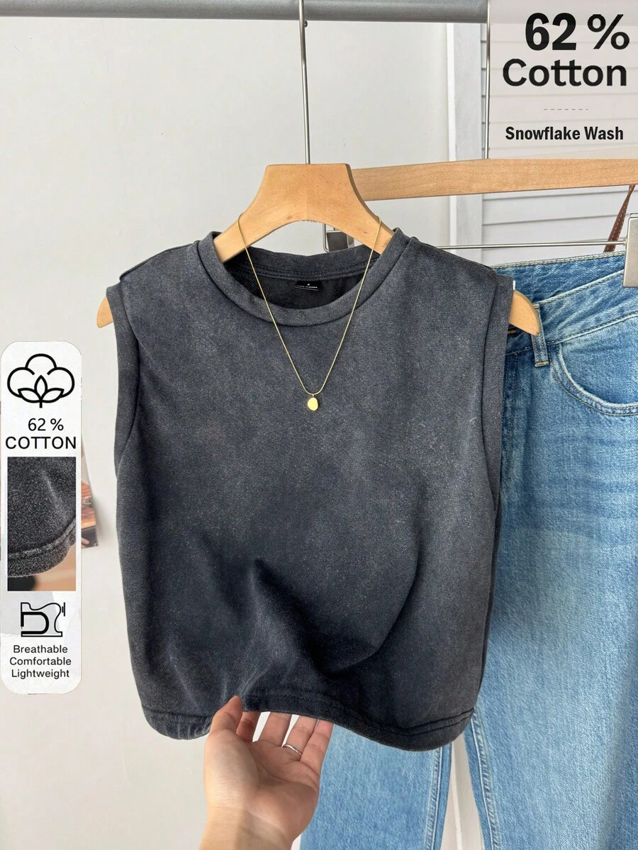 Tseoso Áo tank top nữ 62% cotton họa tiết bông tuyết, màu xám bạc, chất liệu hoa văn, thích hợp mặc mùa hè, đi hẹn hò, dự lễ hội, thoáng khí, mang phong cách đường phố retro Y2K và các buổi rave, hoàn hảo cho các câu lạc bộ, phòng tập, lễ hội và mặc hàng ngày vào mùa xuân/hè. - màu đen - Xem 1