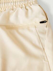 Courvante Herren Khaki Kordelzug Taille Lässig Shorts, gewebte Tennis Sport mit Reißverschluss Taschen, Seitenschlitz Sommer Golf Strand - Khaki - Übersicht 7