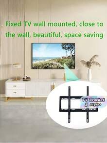 1Set, Fixed Wall Mount TV Bracket, For 26-63" TVs, Slim TV Wall Bracket, For Flat Or Curved TV Monitors Up To 66 LBS - Black - View 2
