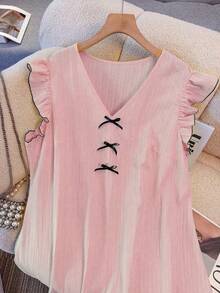 GlowEve CURVE Vestido casual de festa com decote em V e laço para mulheres plus size - Rosa - Ver 7