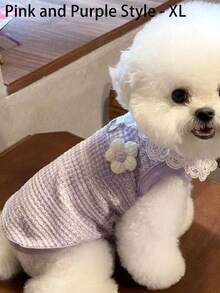 1pc Dog Clothes, Flower, Solid Color Pet Sweater, Teddy, Bi-Bear, Small Cat And Dog Knitted Warm Clothes - Multicolor - View 10