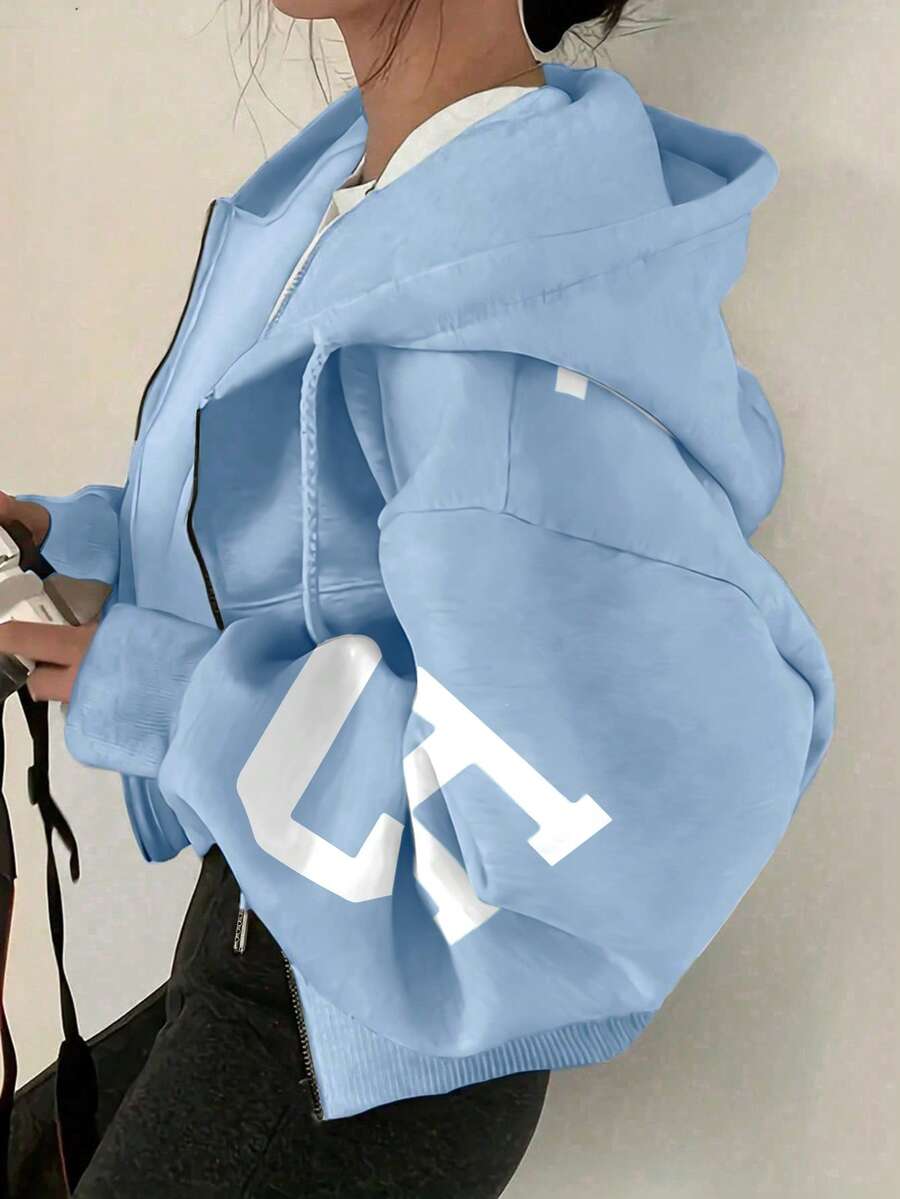 INAWLY Sweatshirt Hoodie Longgar dengan Lapisan Termal, Musim Gugur/Dingin, Guru, Pullover untuk Kembali ke Sekolah Musim Gugur - Biru - View 1