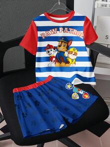 SHEIN | PAW Patrol 男童卡通印花T恤套装 - 白色 - 查看 1