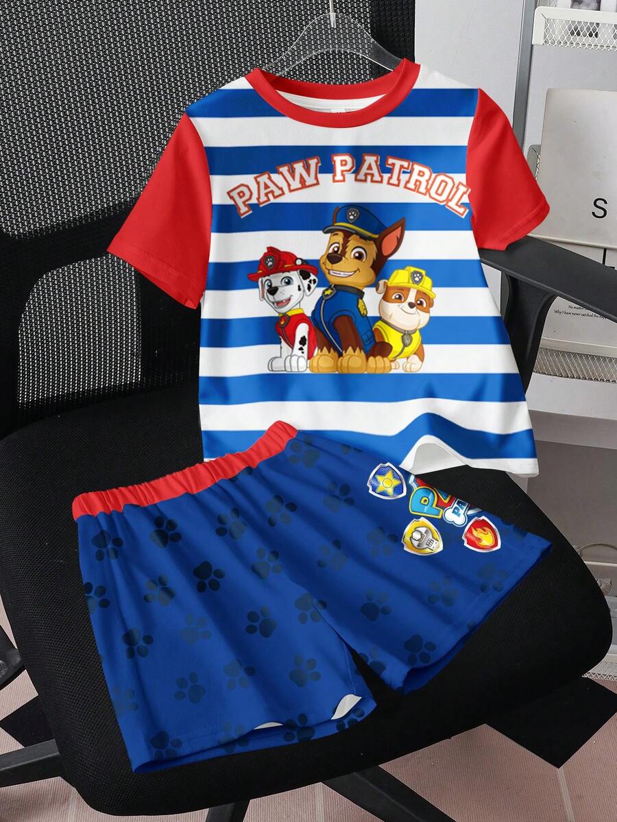 SHEIN | PAW Patrol 男童卡通印花T恤套装 - 白色 - 查看 1
