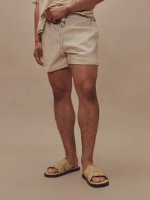 Musero Pantalones cortos con cintura elástica, detalles de cordón cruzado y silueta cuadrada, esenciales de primavera y verano para vacaciones - Gris - Ver 2