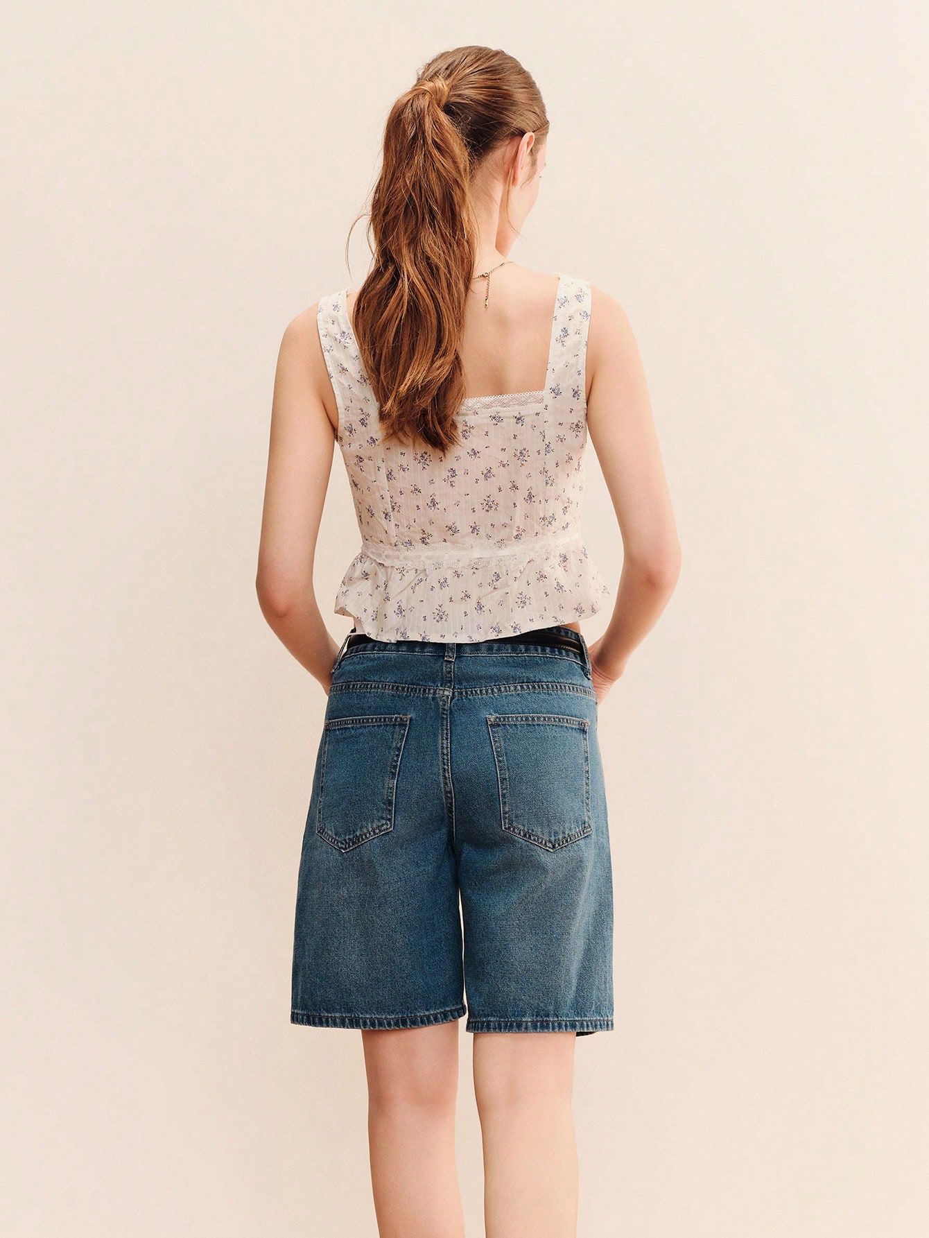 Striped Woven Floral Print Top With A Square Neckline And Lace Details Cute Spring Summer Holiday Top Summer Holiday Top French Style Top