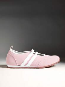 Solezae Giày thể thao nữ thoải mái, dễ thương, có dây thun co giãn, kiểu giày ballet. - Hồng - Xem 8