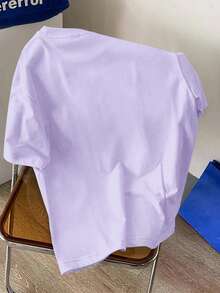Manfinity Joysei Men's Solid Color Round Neck Short Sleeve T-Shirt, Fashion Versatile Purple Y100 Tee For Summer - Purple - View 5