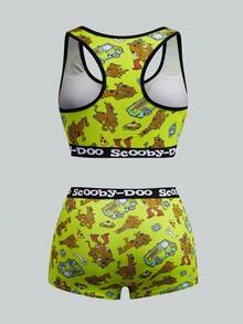 SCOOBY-DOO X SHEIN Plus Size Women's Lingerie Set, Co-Branded - Green - View 2