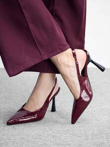 CUCCOO BIZCHIC A Pair Of Pointed Back Strap Stiletto High Heels, Breathable Slingback Design, Shoes Suitable For Multiple Scenarios In Workplace Dating - Burgundy - View 2