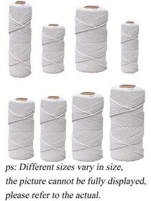 SHEIN Dây thừng Macrame 1/2/3/4mm*100m, lõi tự nhiên, bện, dùng để treo tường, trang trí nhà cửa, gói quà, đồ thủ công, sợi dày 4 lớp. - trắng - Xem 11