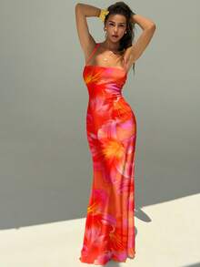 Aloruh Women's Elegant Floral Print Backless Halter Dress - Multicolor - View 9