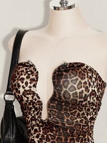 SHEIN ICON 夏季 Y2K 女款性感夜店生日鄉村西式哥德風修身鏤空領口金屬裝飾抹胸洋裝 - 彩色 - 查看 6