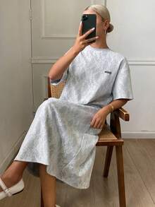 DAZY Đầm dài nữ 2 trong 1 chất liệu ren tổng hợp, kiểu dáng thường ngày, chất liệu dệt kim. - Màu Xám nhạt - Xem 4