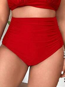 Swim Lushoire Quần bơi size lớn 2026 mới, cạp cao, nhún eo kiểm soát bụng, cho kỳ nghỉ, tiệc bãi biển, màu đỏ, mùa hè - Đỏ - Xem 4