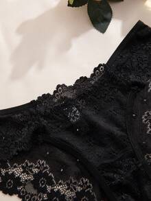 8pcs/Set Romantic Sexy Lace Women's Panties Briefs - Black - View 6