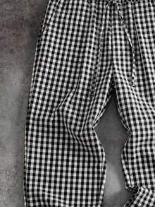 GENTILAND Men's Woven Striped Loose Long Casual Straight Leg Pants, Suitable For Daily Wear - Black - View 10