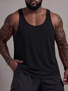 Manfinity Homme Men Plus Solid Tank Top - Black - View 3