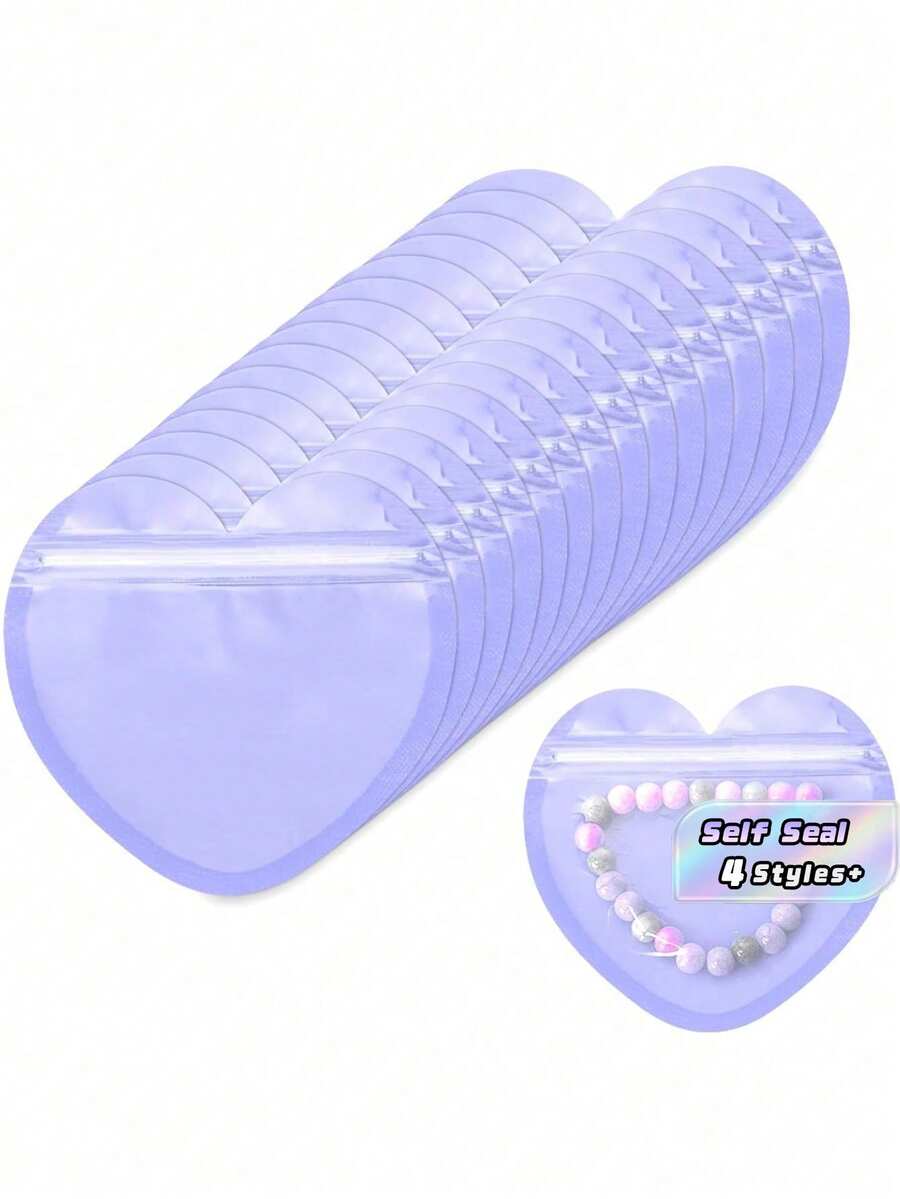 40pcs-Heart Shaped Purple Heart Shaped Bag, Resealable Bag, Cute Mini Bag, Valentine's Day Trinket Bag, Clear Resealable Bag, Cute Snack Bag, Business Wedding Birthday Holiday Party Supplies, Valentine's Day Decoration, Valentine's Day Gift Bag,Easter Gift Bag, Mother's Day Decoration, Mother's Day Gift, Mother's Day Gift Bag - Purple - View 1