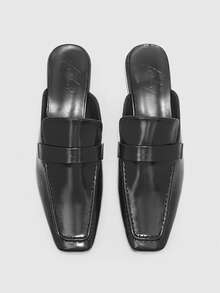 CUCCOO BIZCHIC Zapatos planos de mujer, de material de PU negro, con punta, para ir y venir, cómodos, para interiores, oficina, calle, fiesta, viaje, vacaciones, todo el año, adecuados para vestidos, vaqueros, shorts - Negro - Ver 1