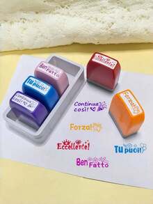 Sello de maestro italiano para el aula - Juego de sellos con frases de aliento y mensajes positivos para estudiantes y aprendizaje - 5 trompetas italianas - Ver 9