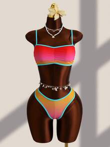Zestiva Women's Ombre Detachable Strap Bikini Two Pieces Swimwear Set, Suitable For Beach & Holiday - Multicolor - View 5