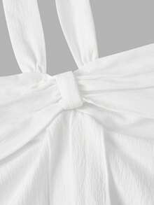MOD Top de tirantes con volantes y pliegues de color rosa dulce para mujer, top corto de verano - Blanco - Ver 4