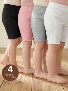 SHEIN 4件套 女童纯色修身休闲打底裤 - 彩色 - 查看 6