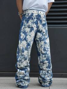 Manfinity EMRG Quần jean denim nam kiểu dáng thường ngày, nhuộm tie-dye, có túi và rách. - Màu xanh lam - Xem 2