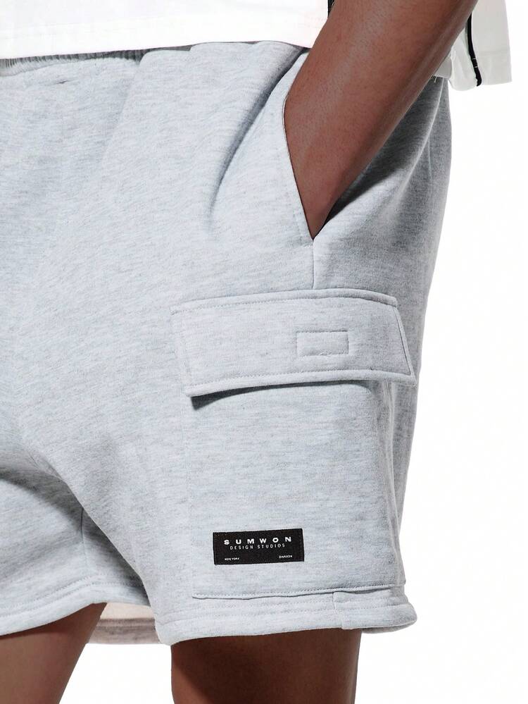 Heathered Grey Cargo Shorts Side Pockets Relaxed Fit Casual Summer Bottoms