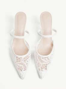 CUCCOO CHICEST Women Shoes Four Seasons New Embroidery Mesh Design Pointed, High Heel Romantic Elegance Stylish Mesh Women's High Heel Shoes Hoop Dress Dating Afternoon Tea Wedding Party Valentine's Day Elegant Dress - Apricot E - View 2